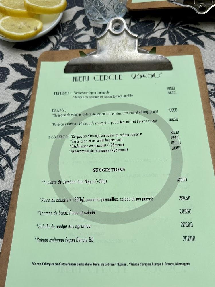 Cercle 85 - Menu Image 1